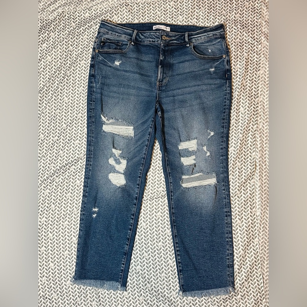 GUC Ankle straight high rise ripped jeans